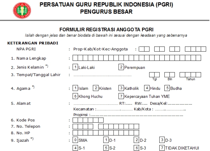 Pendaftaran PGRI Siak - Persatuan Guru Republik Indonesia Cabang Siak